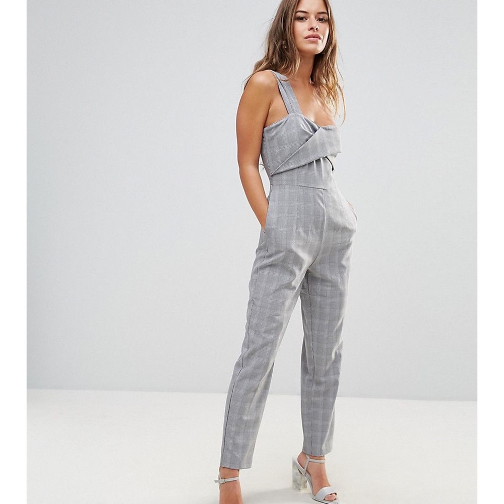 NWT Fashion Union PETITE Plaid One Shoulder Jumpsuit - US size 2
